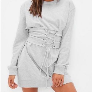 Gray corset sweater dress